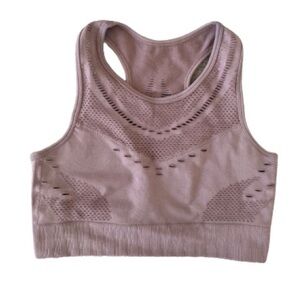 SAVVI TAHITI BLUSH PINK LASER CUT OUT RACERBACK SPORTS BRA SIZE M